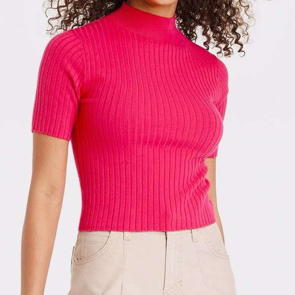 a new day Pink Ribbed Short Sleeve Top - Picture 2 of 3